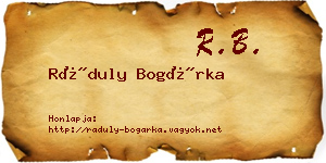 Ráduly Bogárka névjegykártya